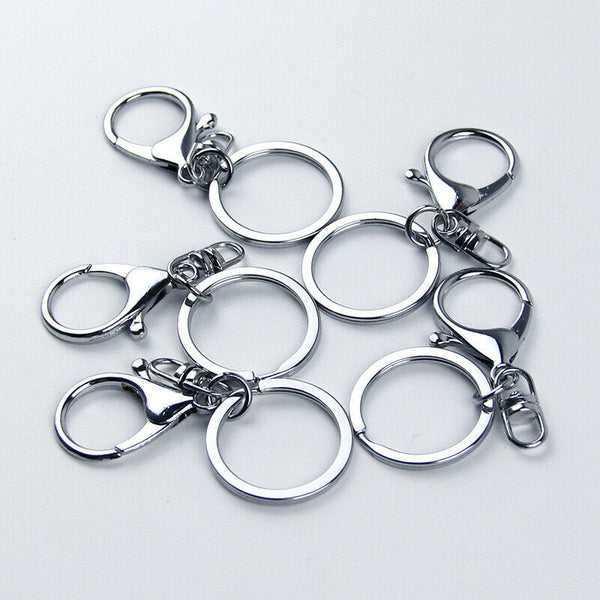 30x Swivel Keyring Lobster Clasps Keychain Key Ring Clasp Lanyard Trigger Silver