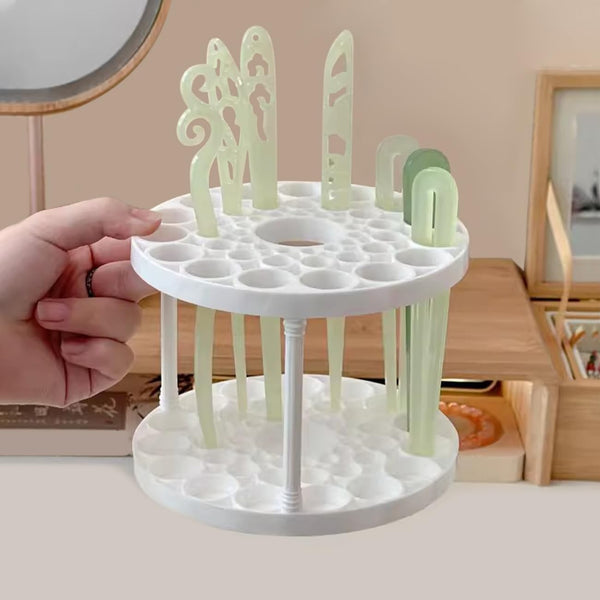 6pcs 360° Rotating Brush Holder Organizer | 46-Hole Makeup & Paint Brush Storage
