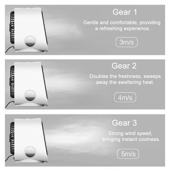 Portable Air Cooling Fan USB Home Office 3-Speed Mini Personal Cooler Humidifier