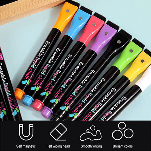 16x Fluorescent Liquid Chalk Marker Pens LED Writing Board Glass Window Pen Nib