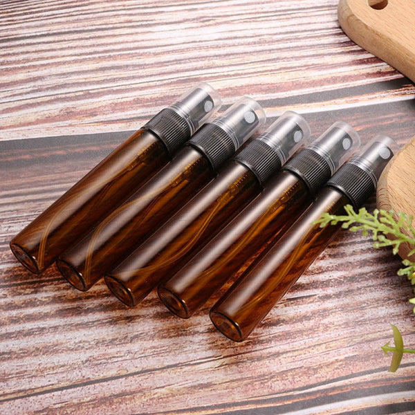10PCS 10ML Amber Glass Essential Oil Spray Roller Bottle Mist Sprayer Containers