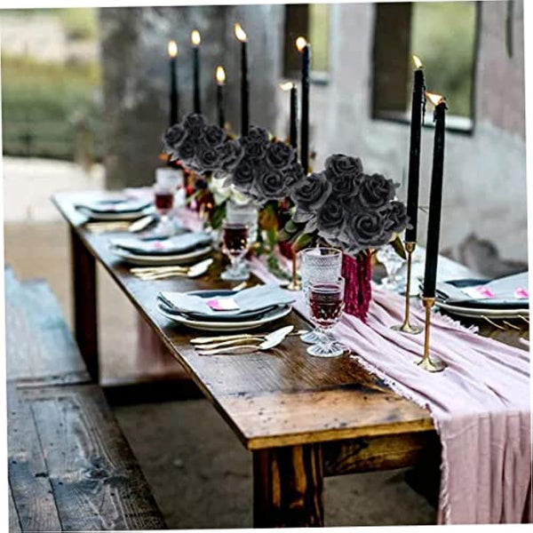 Black Artificial Rose Flowers 36PCS Faux Rose Stems DIY Floral Arrangement Home Decor