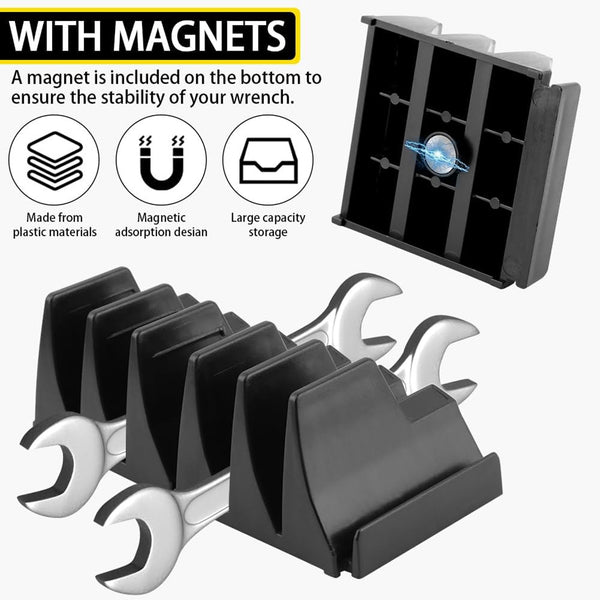 Magnetic Wrench Organizer Holder – 23 Slot Tool Rack for Garage & Toolbox