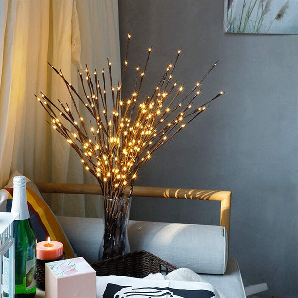20 LED Twig Branch Fairy Light Flowers Tree Willow Night Lamp Home Xmas Decor AU