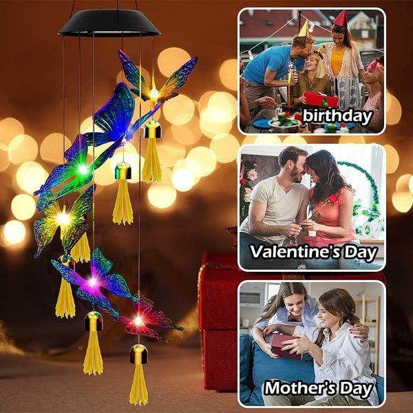 Colour Changing Wind Chimes LED Light Hanging Decor Outdoor Solar Powered Garden