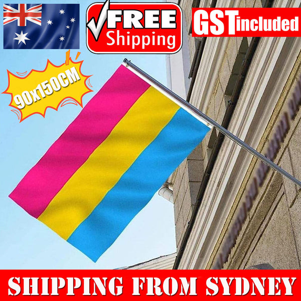 Pansexual Large Flag 90x150cm Trans Pride LGBT Lesbian Gay Rainbow Mardi Gras AU