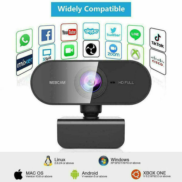 Mac Computer PC Built-in Microphone Webcam Full HD 1080P USB Laptop Web Camera