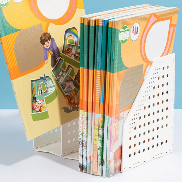 Adjustable Desktop Book Holder and File Organizer – Retractable Bookshelf Storage Rack for Desk