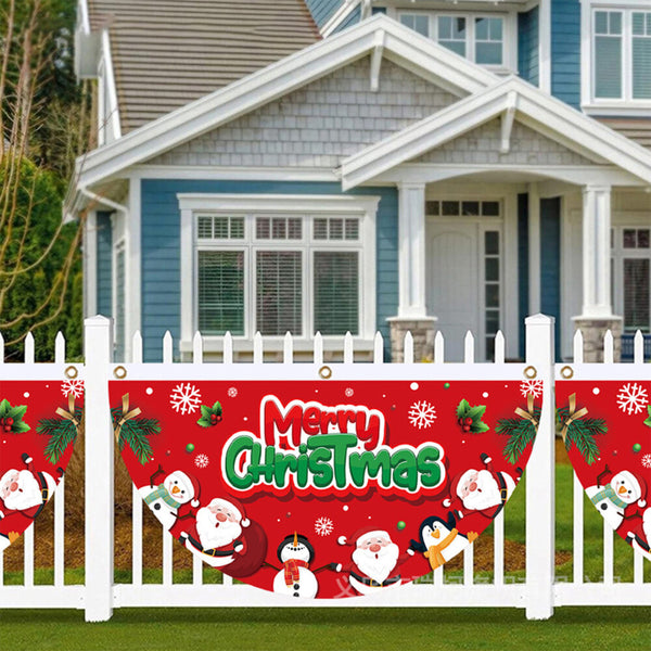 Merry Christmas Xmas Outdoor Banner Flag Pulling Santa Claus Hanging Decoration