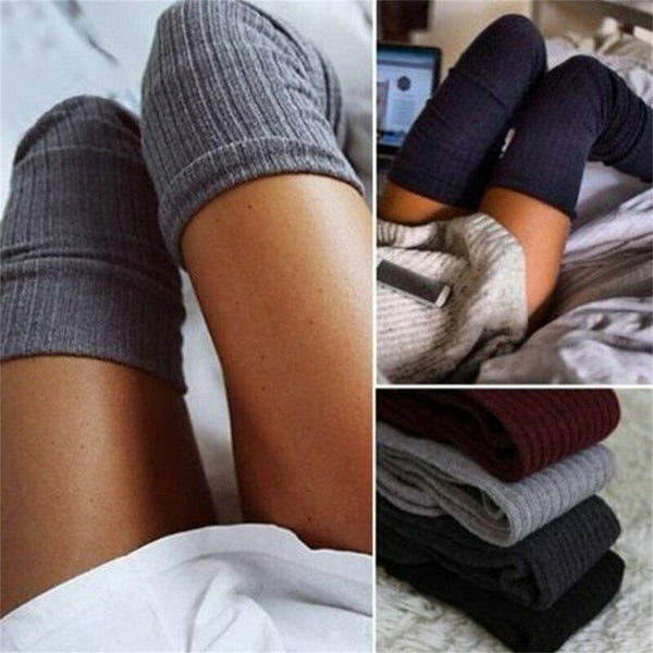 5Pairs Women Knee High Warm Socks Thick Winter Cotton Stack Stockings