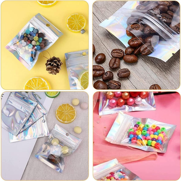 50PCS Clear Golden Zip Seal Bags Aluminum Foil Resealable Valve Zipper Pouch AU