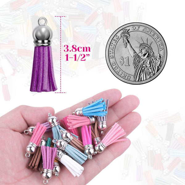 10-100x Leather Keychain Ring Tassel Pendants Bulk Mixed DIY Crafts Jewelry Maki