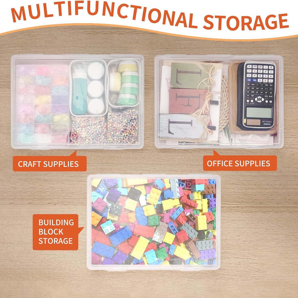 Clear Plastic Storage Boxes with Flip-Top Lid | Office Craft Organizer Container