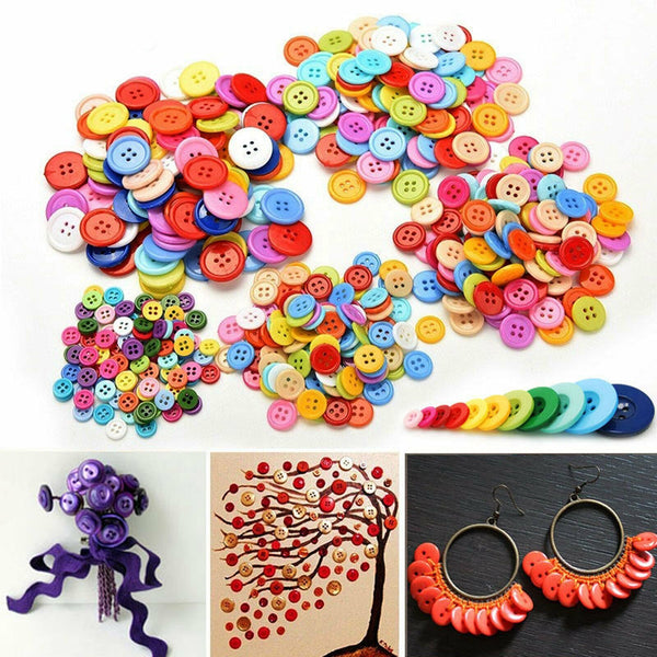 1000x Candy Button Resin Round Mixed Color 9-20mm Craft Plastic Sewing Christmas