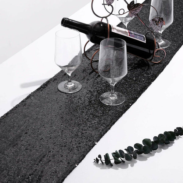 30x275cm Sequin Table Runner Cloth Sashes Event Home Party Wedding Black Decor A