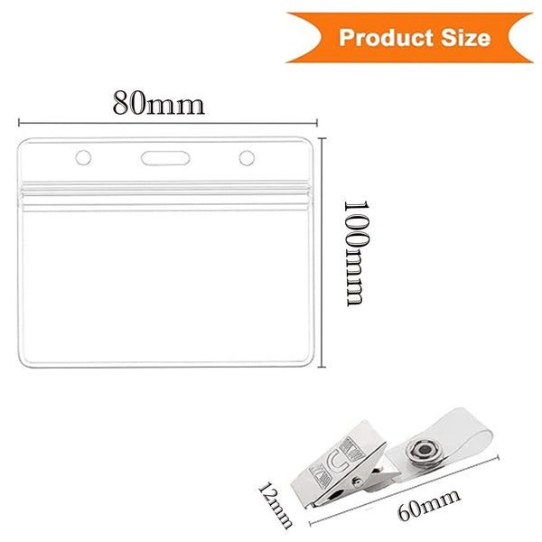 20x Plastic Clear ID Card Holder Badge Lanyard Work Business Pouch Security Clip