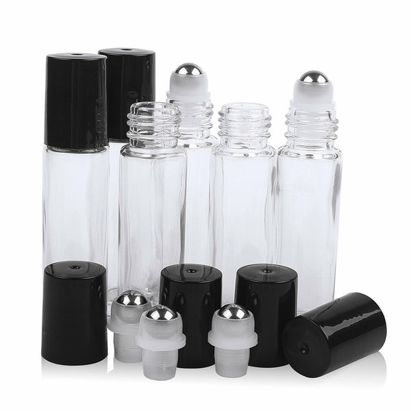 10PCS Glass Roller Bottles Essential Oil Roll-On Bottles 5ML 10ML