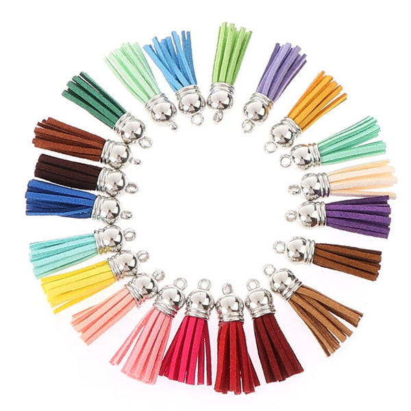 10-100x Leather Keychain Ring Tassel Pendants Bulk Mixed DIY Crafts Jewelry Maki