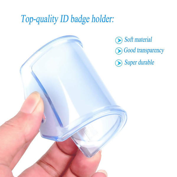 20Pcs Clear Silicone ID Badge Holder Name Tag Vertical ID Card Holders Level New