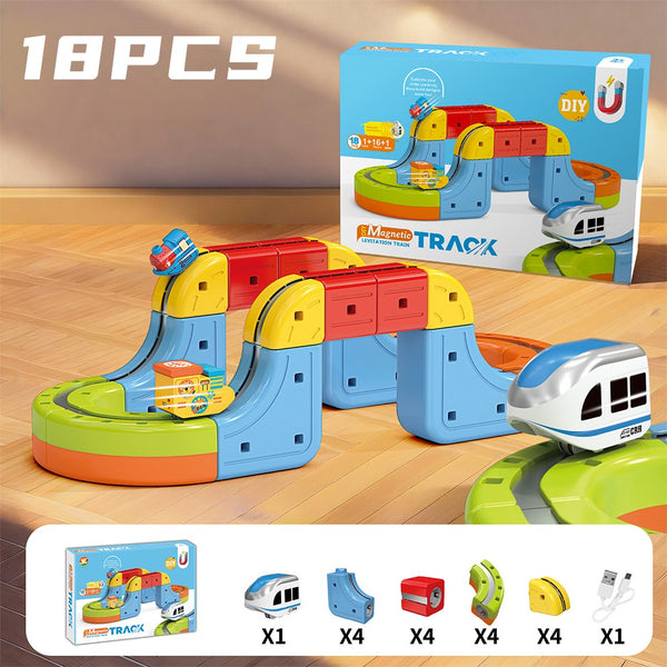 Electric Train Set Flexible Magnetic Car Kids Gift Xmas Race Track Building Toy