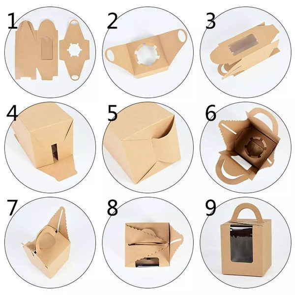 100pcs Cupcake Boxes with Clear Window | White Single Hole Muffin Gift Boxes