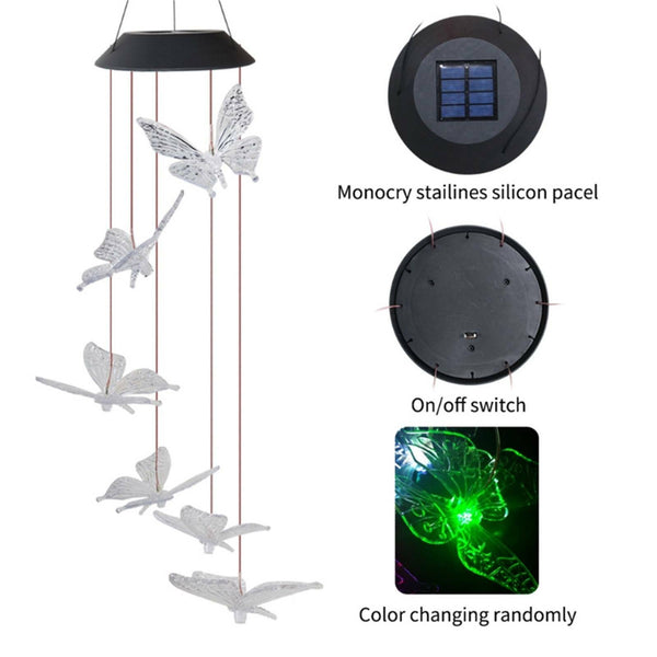 Garden Hanging Outdoor Wind Chimes Colour Changing Decor Solar Powered LED Light