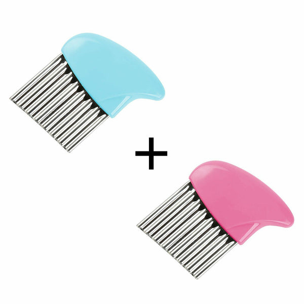 2x Stainless Steel Crinkle Cutter Wavy Vegetable Potato Chip Slicer Knife Blade