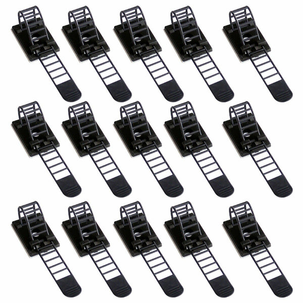 20X Adjustable Cable Clips Straps Adhesive Cord Management Wire Organizer Black