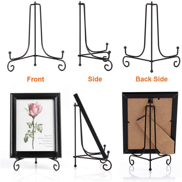 Plate Stands Iron Display Easel Photo Picture Bowl Dish Book Holder Frame Black