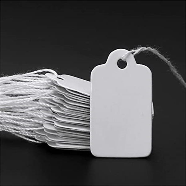 500pcs White Price Tags with Elastic String | Jewelry Clothing Label Tags 33×18mm