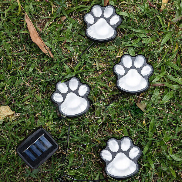 Lawn 4 Paw Print Lights Walkway Dog Path Patio Yard Solar Cute Decor Garden LED