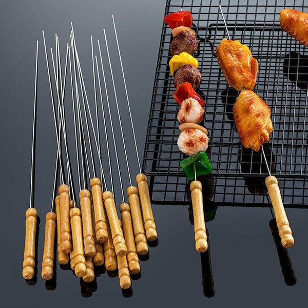 120PCS BBQ Metal Skewers Stainless Steel Flat Needle Barbecue Tools Kebab Stick