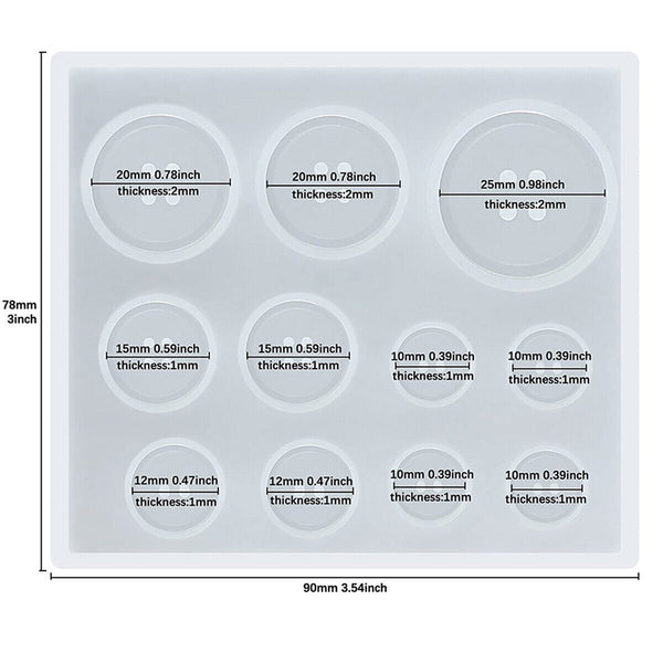 Silicone Button Shape Resin Mold Epoxy Jewelry Making Mould DIY Craft Cake Decor