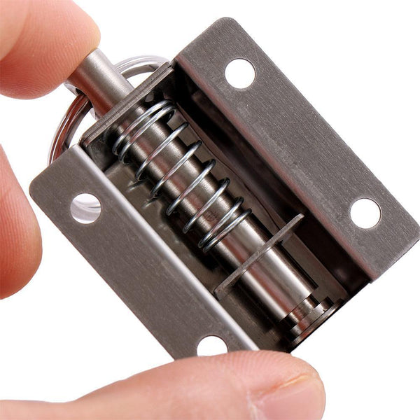 1 PC Door Barrel Bolt Stainless Steel Ring-Pull Spring Loaded Sliding Latch New