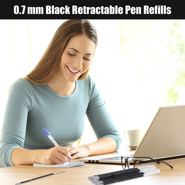 Refills for Retractable Press Ballpoint Pens Black Blue Writing Instrument