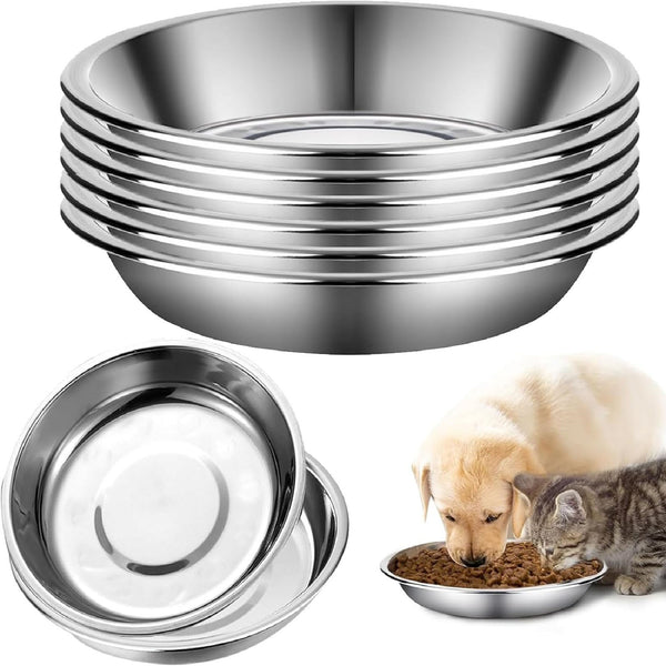 Stainless Steel Dog Bowl Set – Non-Slip Large Capacity Pet Food & Water Bowls (6-Pack)