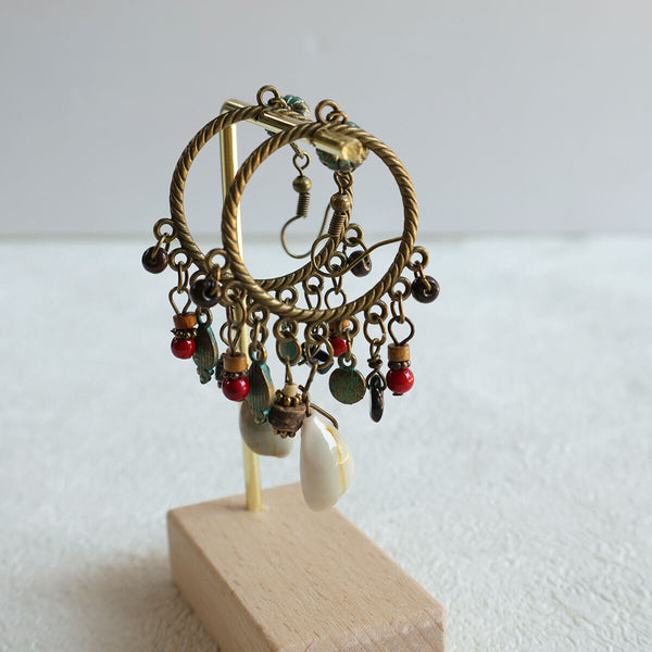 Bohemian Geometric Dreamcatcher Tassel Earrings Stylish Women's Fashion Jewelry