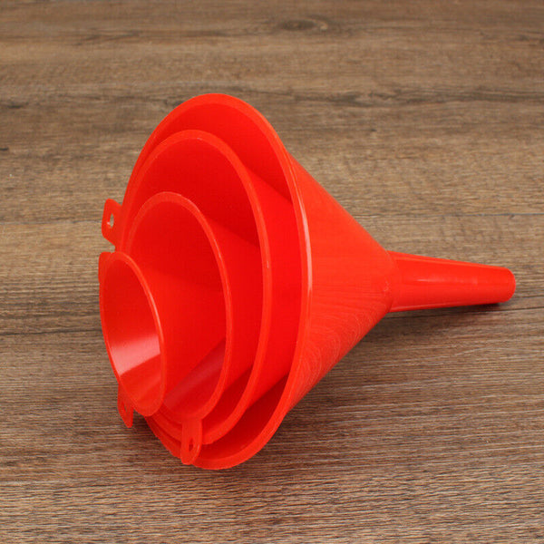 8Pcs Red Medium Liquid Plastic Funnel kitchen Funnel Set Variety Large Small AUS