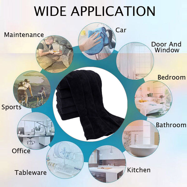 Microfiber Towel GYM Sport Footy Travel Camping Swimming Drying Microfibre Black
