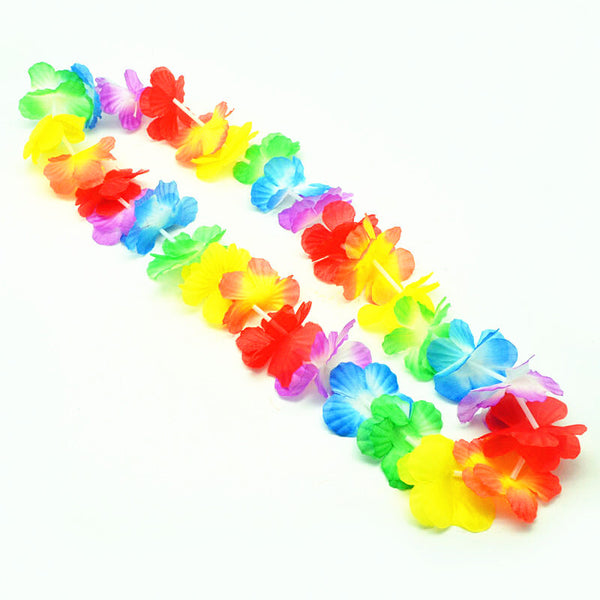 50pcs Hawaiian Flower Garland Lei | Colorful Party Necklace Luau Decoration