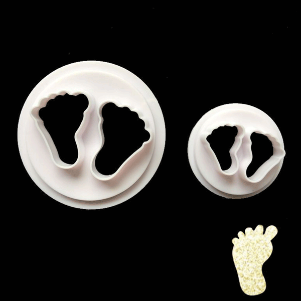 2PCS Newborn Mould Mold Cake Fondant Cutter Decoration Hot Baby Feet Sugarcraft