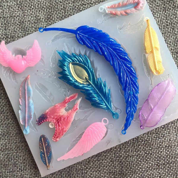 2pcs Resin Casting Mould Feather Molds Jewelry Pendant Silicone DIY Making Wing