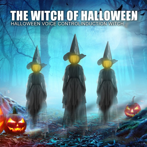 Trio of light-up screaming witches for a haunted yard