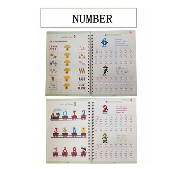 4 Kids Magic Handwriting Copybook Reused Groove Practice Calligraphy Book Number
