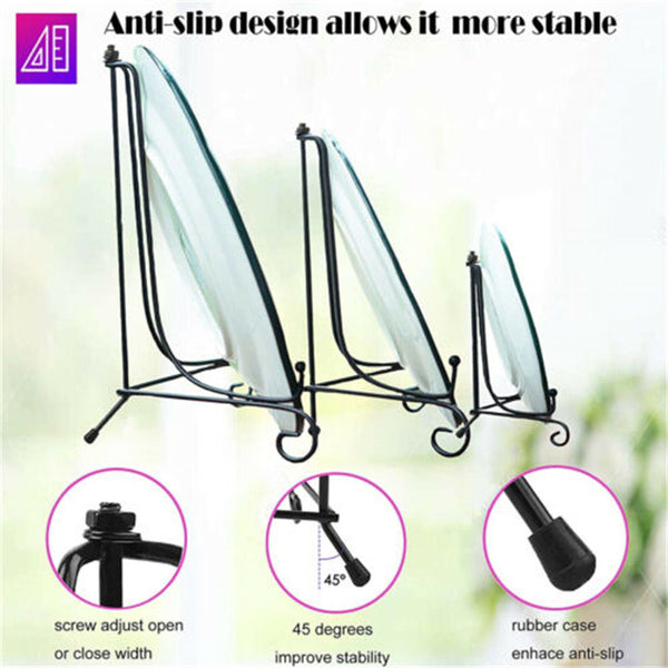 Plate Stands Iron Display Easel Photo Picture Bowl Dish Book Holder Frame Black