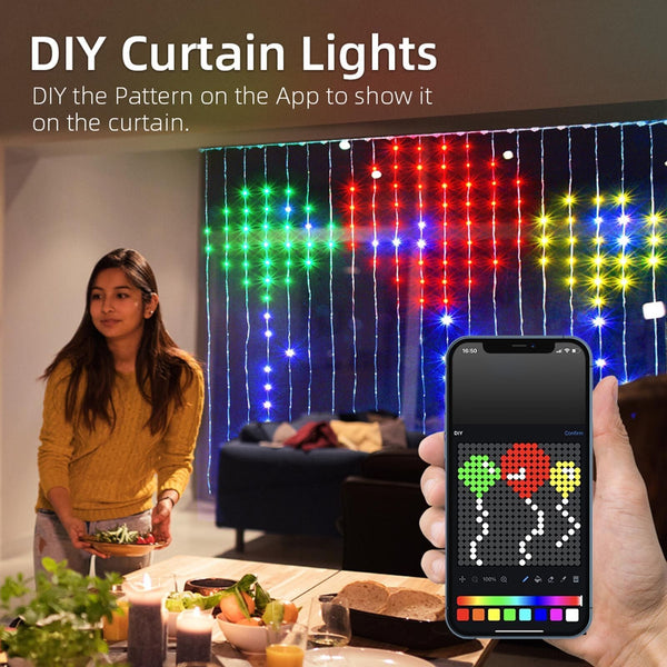 RGB Smart 400 LED Curtain String Light App Programmable DIY Hanging Fairy lamp