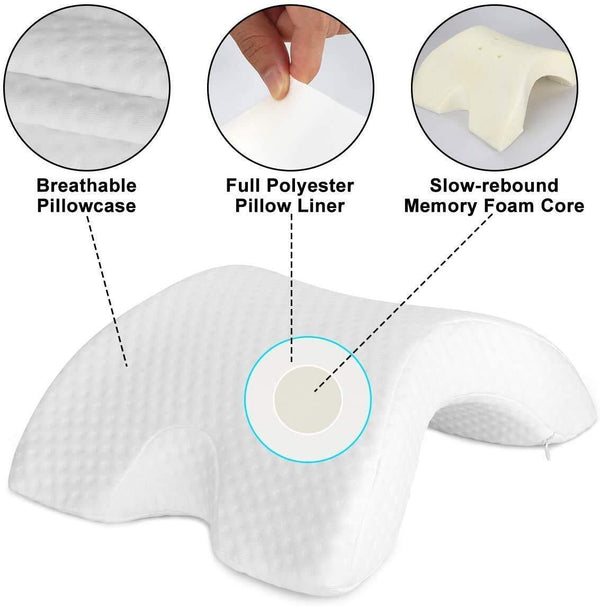Arm Cuddling Curved Memory Foam Pillow Detachable Slow Rebound Tunnel Shaped THD
