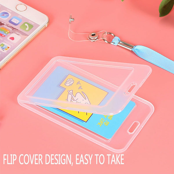 12pcs Quality Vertical Clear Card ID Holder Sleeve Office Name Tag Pass lanyard