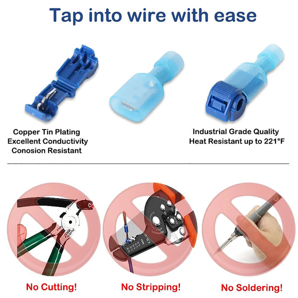 60pcs T-Tap Electrical Wire Crimp Terminals Quick Splice Cable Connectors Kit AU