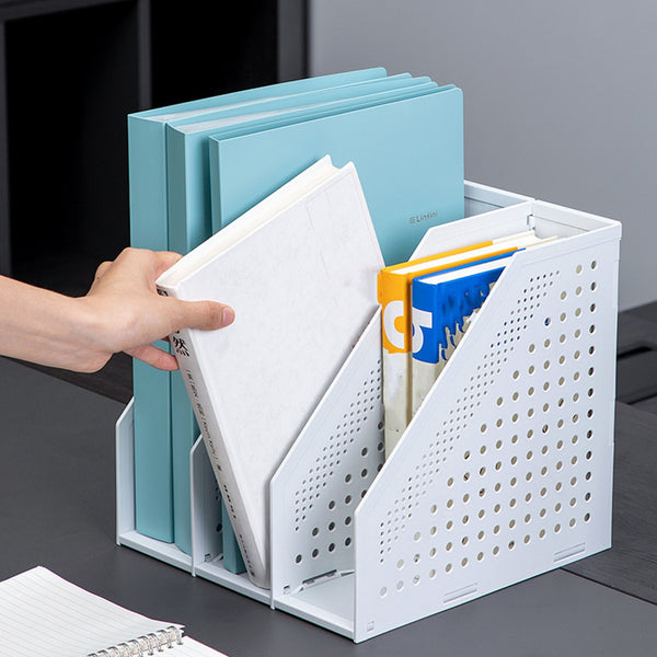 Adjustable Desktop Book Holder and File Organizer – Retractable Bookshelf Storage Rack for Desk